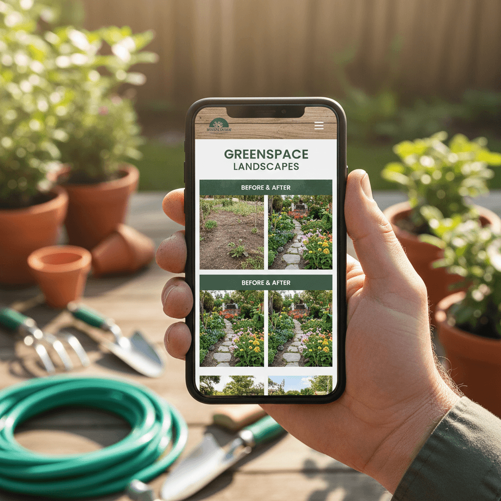 Contractor viewing their new website on smartphone at job site